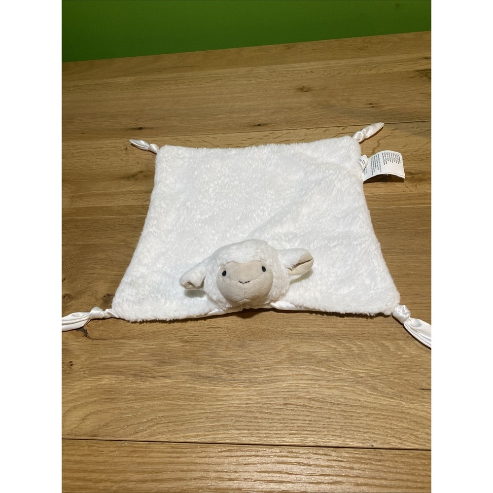 Pottery Barn Kids Lamb White‎ Knotted Lovey Security Satin Blanky - 11x11